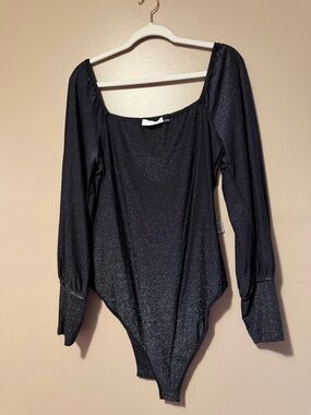 Sparkly Black Long Sleeve Bodysuit